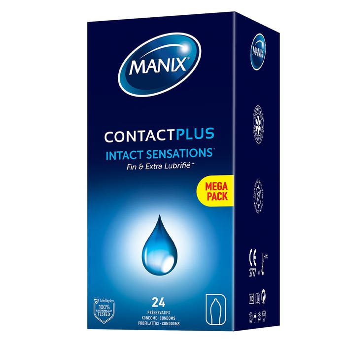 Manix Contact Plus Preservativos Finesse y Extra Lubricantes x24