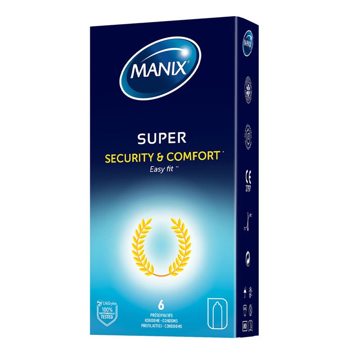 Preservativos de seguridad y confort x6 Super Ajuste fácil Manix