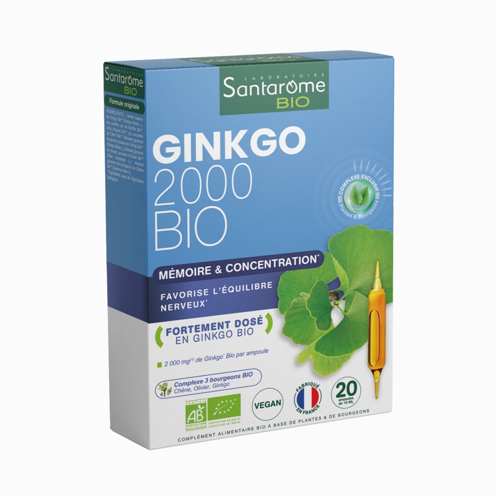 Santarome Bio Gingko 2000 Renforce la mémoire 20 Ampollas