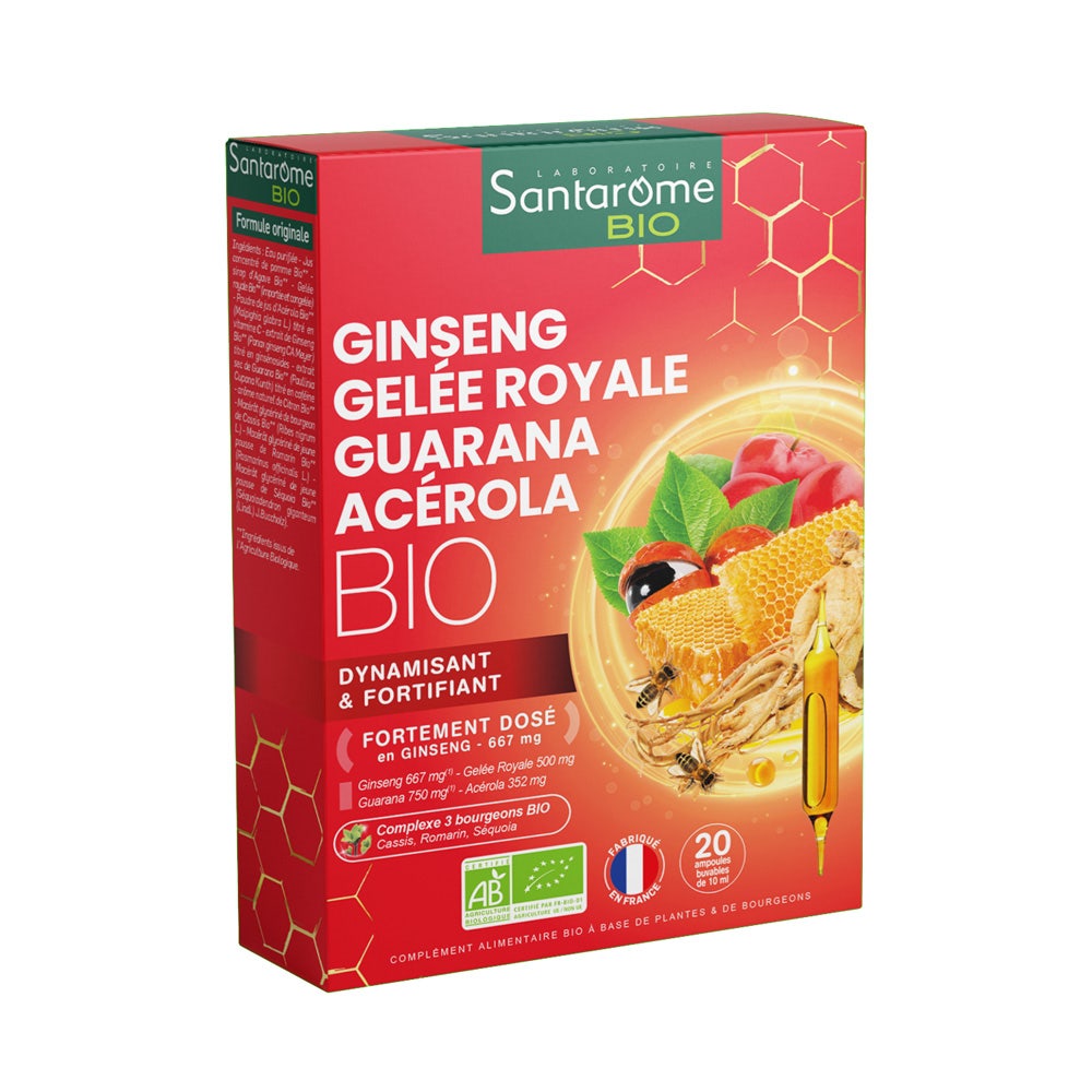 Santarome Ginseng Jalea Real Guaraná Acerola Vitalité 20 ampollas bio