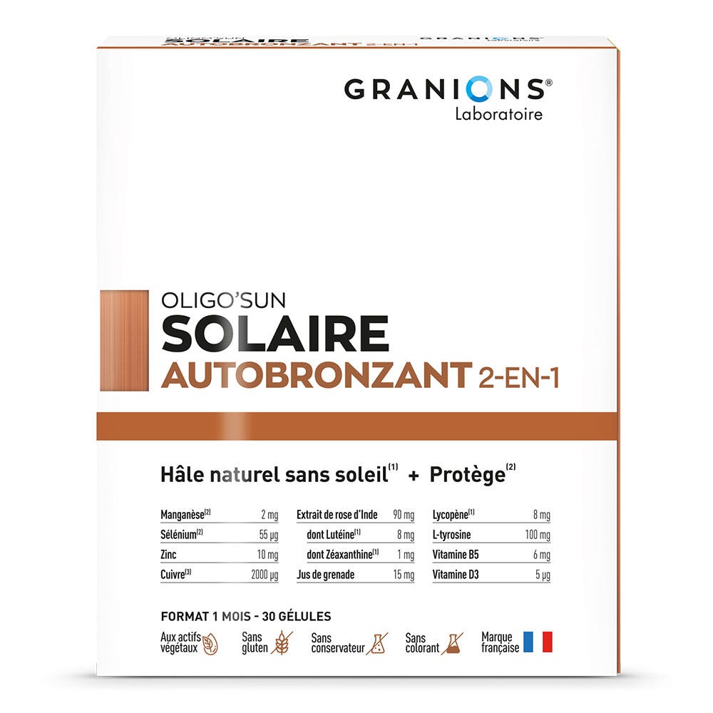 Granions Oligo'Sun Tratamiento solar autobronceador cura de 1 mes 30 cápsulas