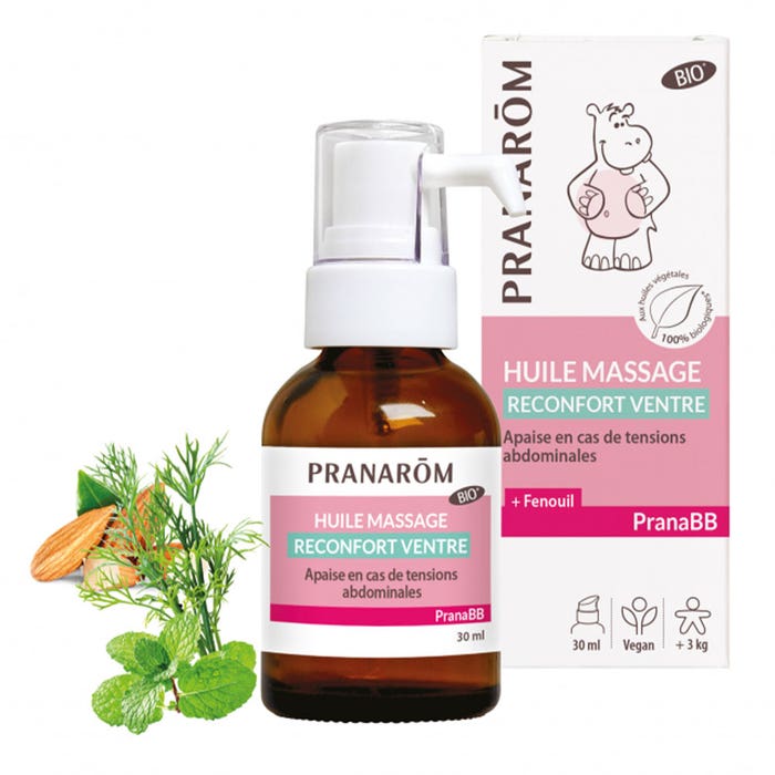 Pranarôm Pranabb Aceite de masaje reconfortante bio para vientre a partir de 3kg 30ml