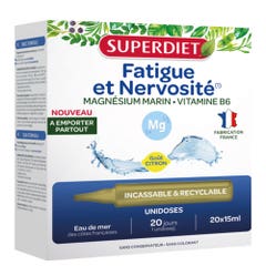 Superdiet Magnesio marino Vitamina B6 Fatiga y nerviosismo 20 monodosis de 15 ml