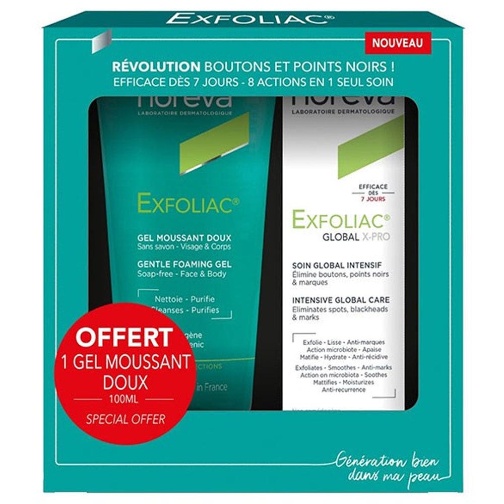 Noreva Exfoliac Set Global Pro 30ml + Gel Espumoso Suave 100ml