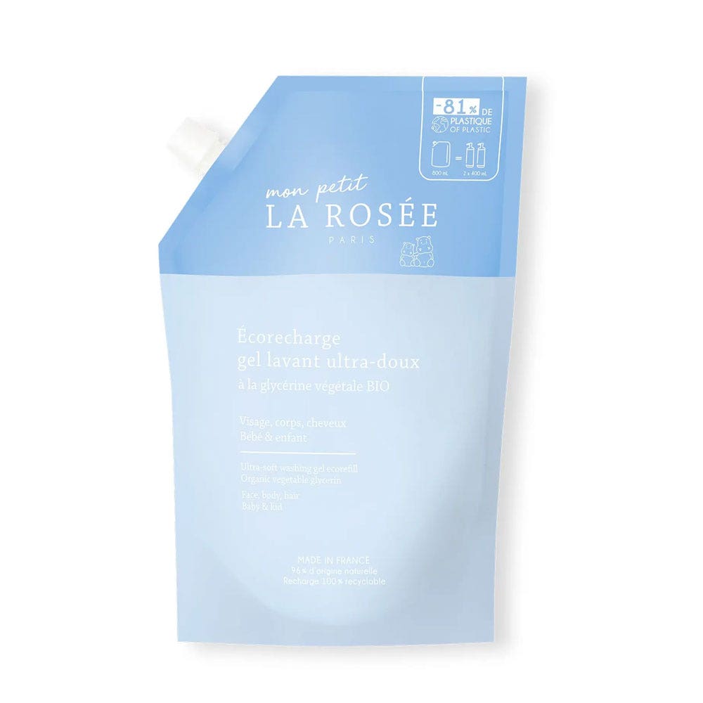 LA ROSÉE Recarga ecológica gel limpiador Ultra-suave con glicerina vegetal ecológica A la Glycérine Végétale Bio 800 ml