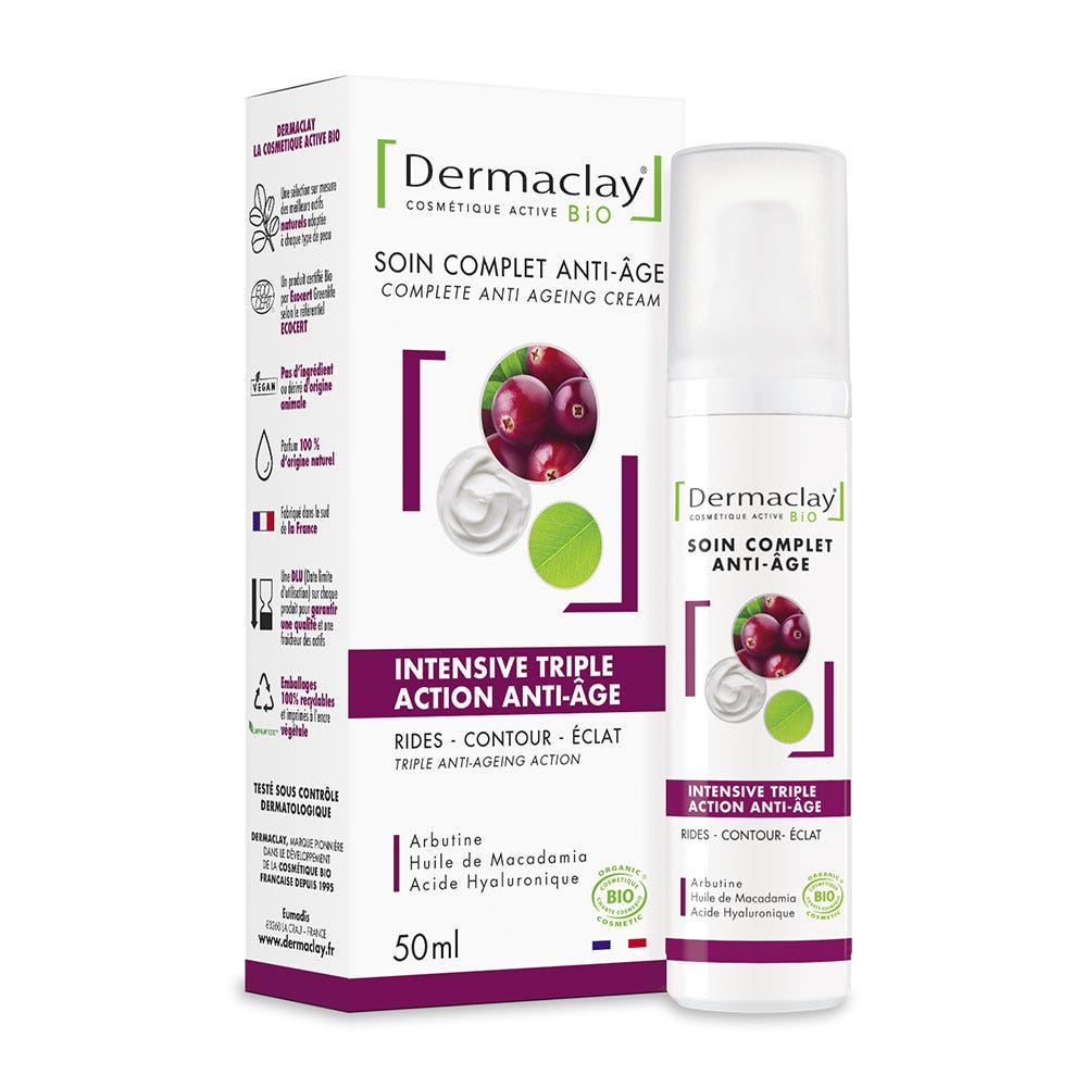 Dermaclay Crema intensiva triple acción antiedad arrugas contorno luminosidad 50 ml