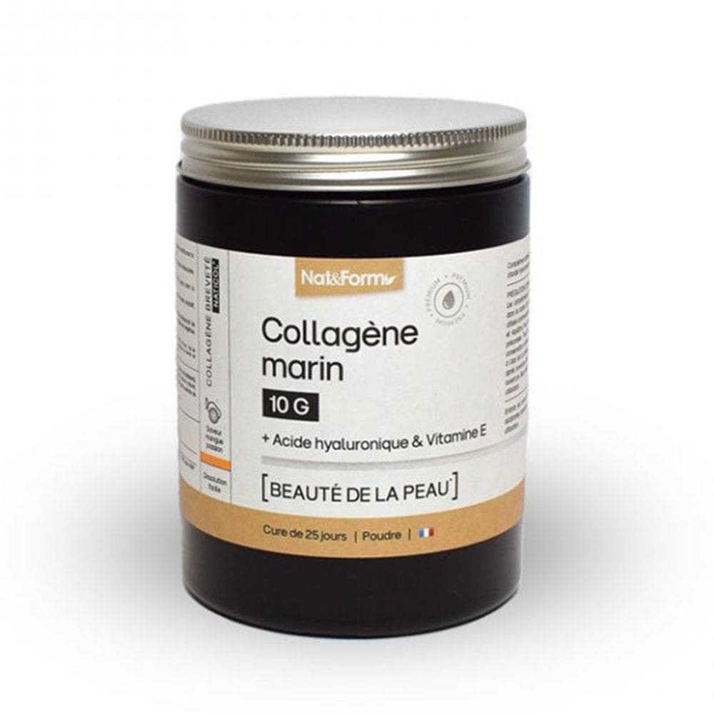 Nat&Form Colágeno Marino Belleza de la piel 10g + Ácido Hialurónico y Vitamina E 312.5g