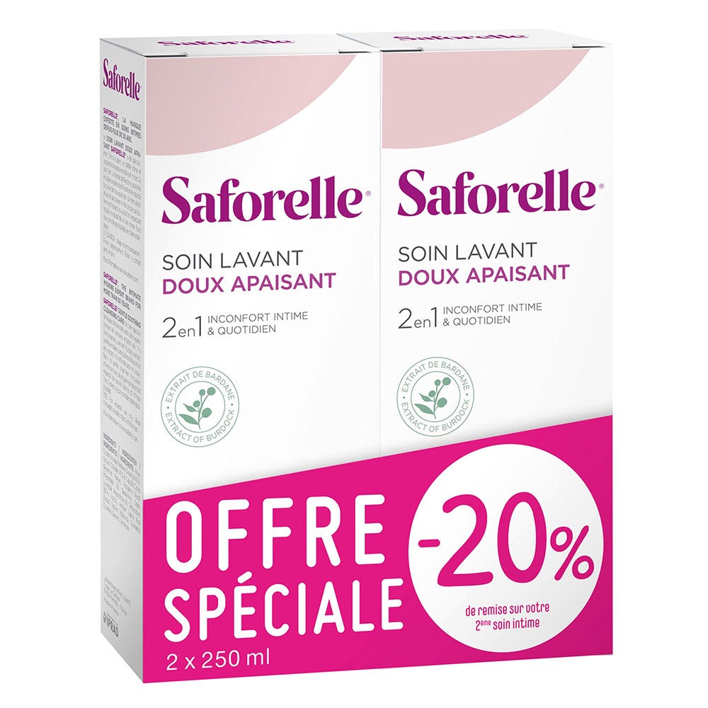 Saforelle Cuidado limpiador suave pieles sensibles 2x250ml