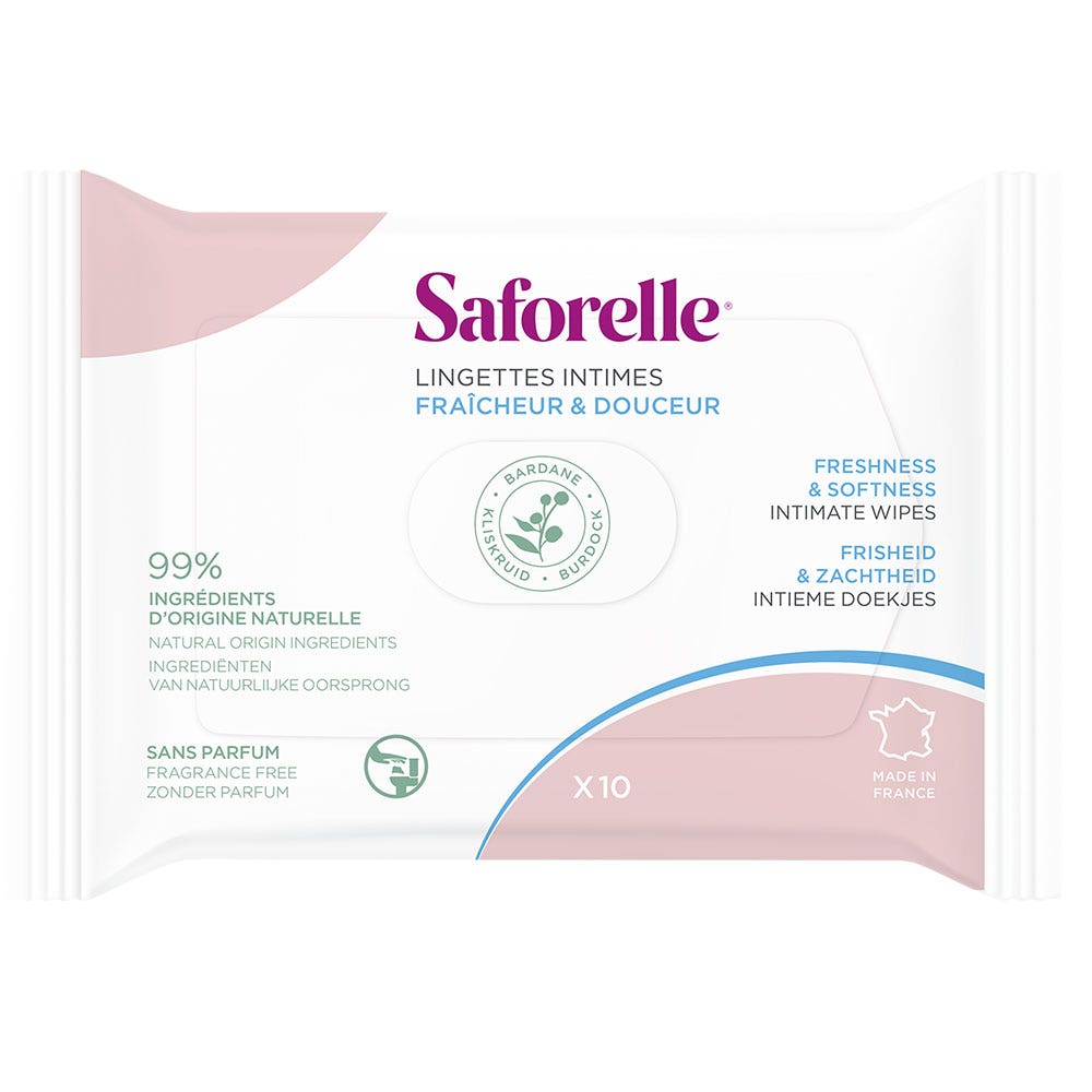 Saforelle Toallitas Intimas Desechables Ultra Suaves Format Poche x10