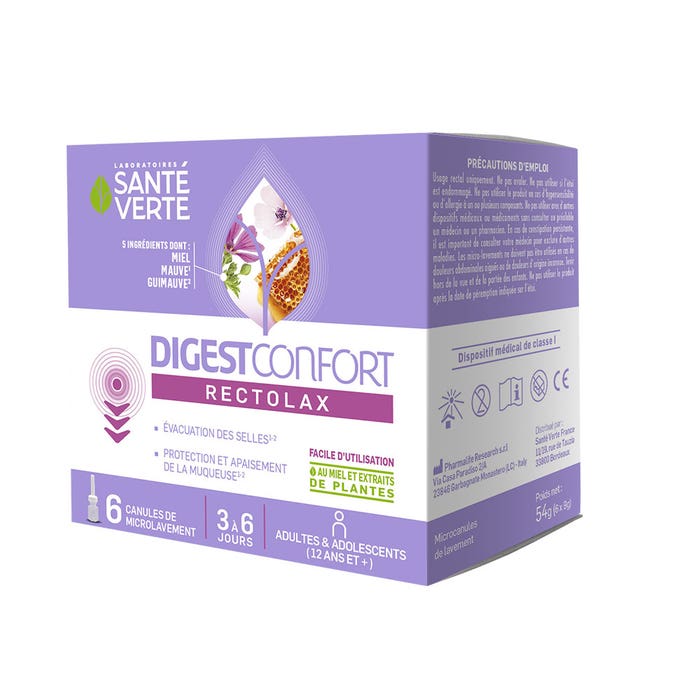 Sante Verte DIgestConfort Rectolax Adulte 6 canules de 9g DIgestConfort Sante Verte Adulte 6 cánulas de 9 g