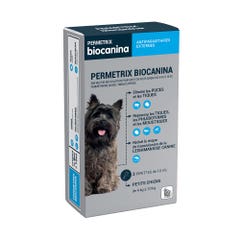 Biocanina Antiparasitaire externe Solución puntual para perros pequeños de 4 kg a 10 kg Permetrix 3 pipetas
