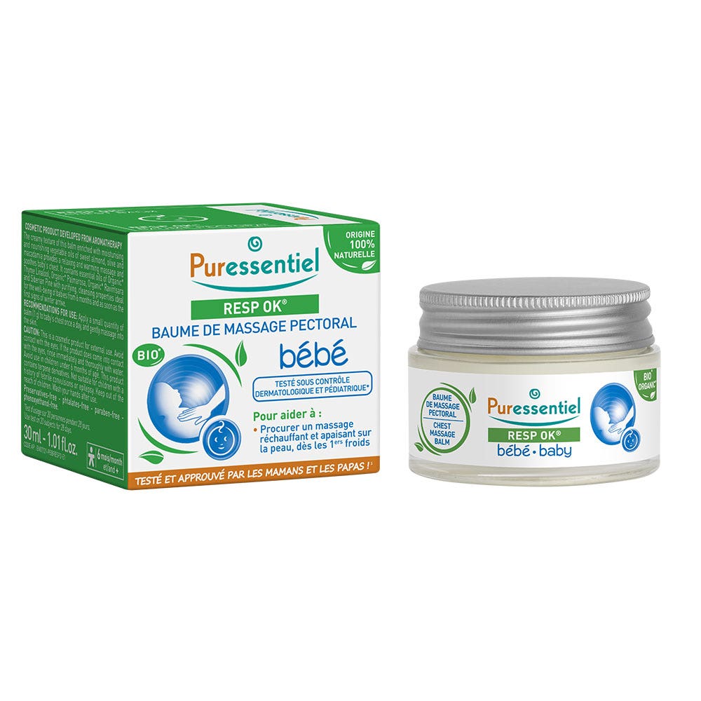 Puressentiel Resp Ok® Bálsamo de Masaje Pectoral Bebe Bio 30 ml