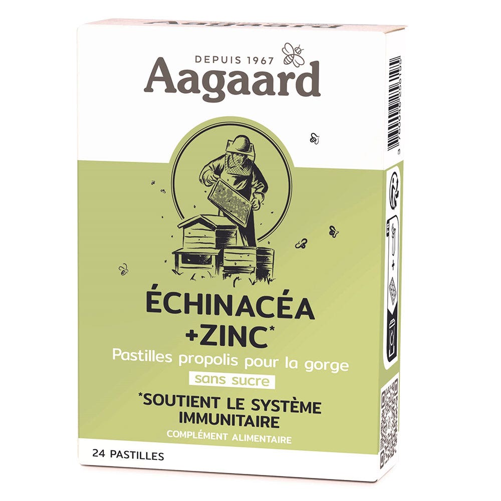 Aagaard Echinacea + Zinc Pastillas de Propolis sin Azúcar 24 comprimidos
