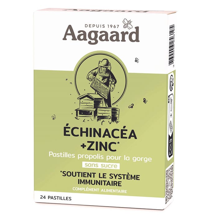 Aagaard Echinacea + Zinc Pastillas de Propolis sin Azúcar 24 comprimidos