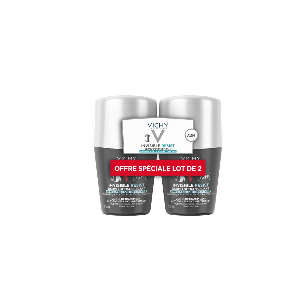 Vichy Hombre desodorante invisible detranspirante antiirritaciones 72h 2x50ml