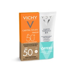 Vichy Capital Soleil Emulsión Toque Seco SPF50+ 50ml + Leche Limpiadora 3en1 gratis