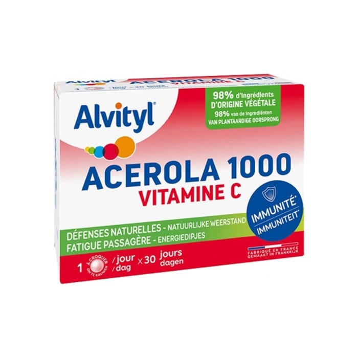 Acerola 1000 Vitamina C 30 Comprimidos Masticables Immunité Alvityl