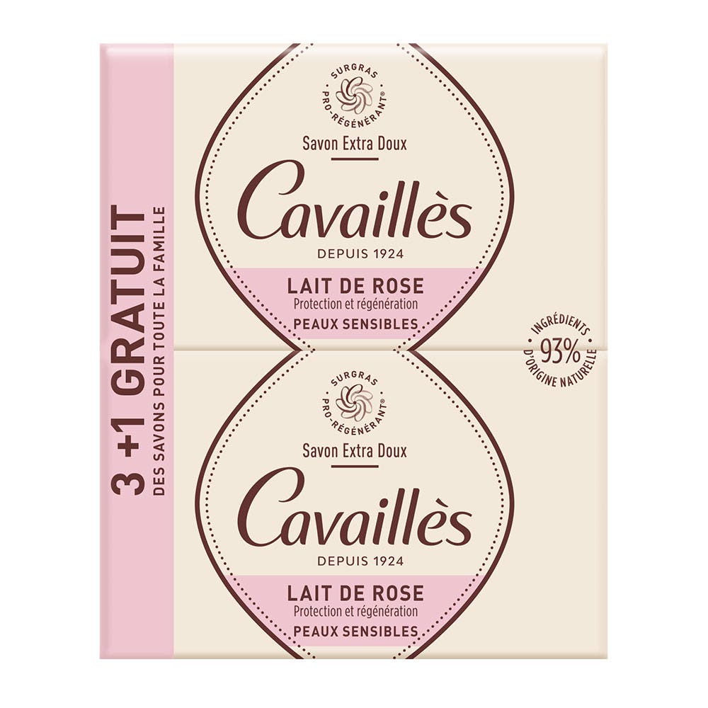 Rogé Cavaillès Extra suave Savon Lait De Rose 4x250g