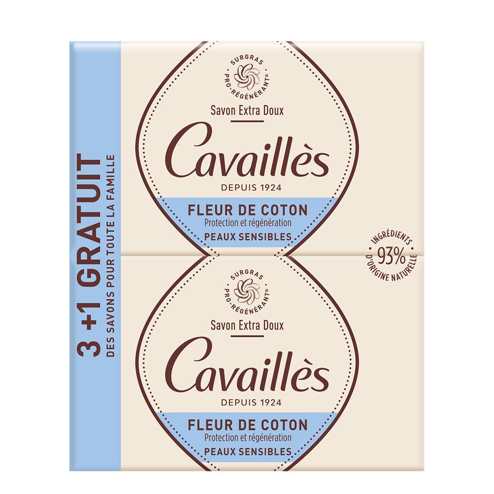 Rogé Cavaillès Extra suave Savon Fleur De Coton 4x250g
