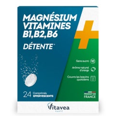 Vitavea Santé Magnesio + Vitaminas B1 B2 B6 24 Compirmidos Efervescentes Détente 24 Comprimes Effervescents