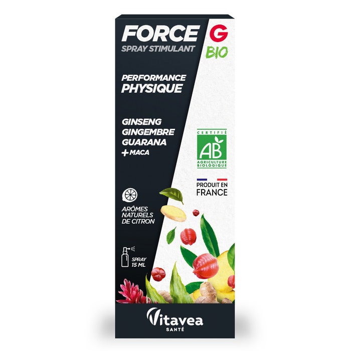 Spray estimulante ecológico 15 ml Force G Rendimiento físico Vitavea Santé
