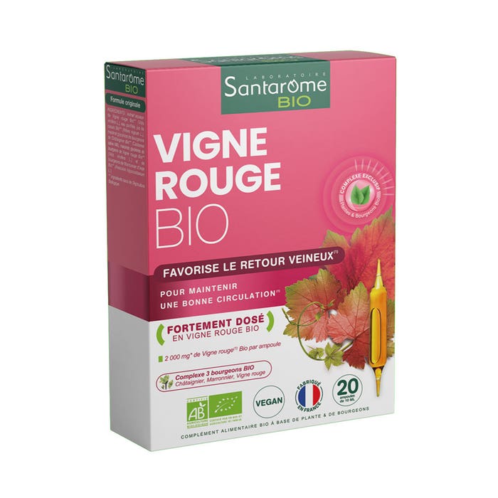 Santarome Vigne Rouge Favorece el retorno venoso Bio 20 ampollas de 10 ml