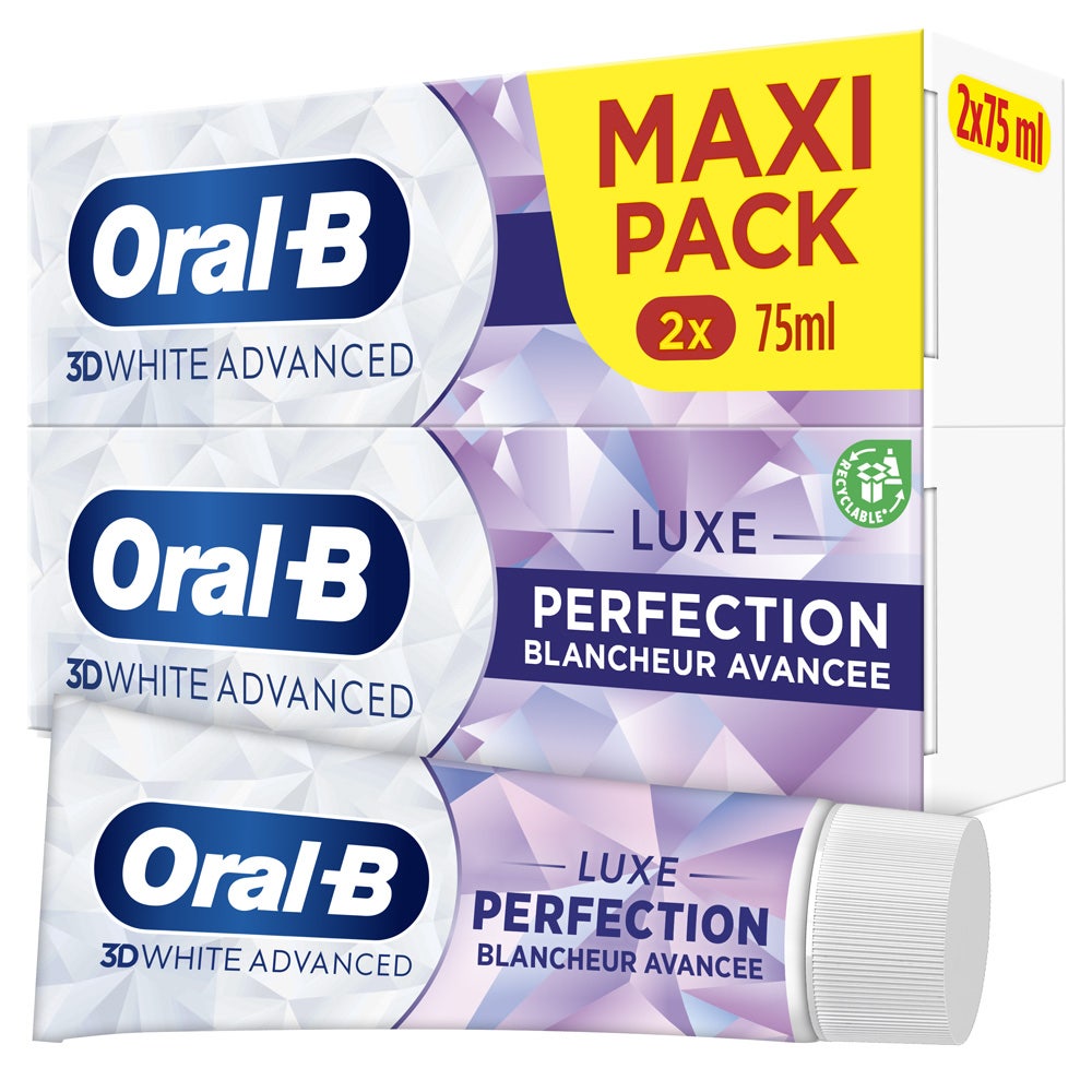Oral-B 3D White Advanced Pasta dentífrica Perfection Blanqueador avanzado de lujo 2x75ml