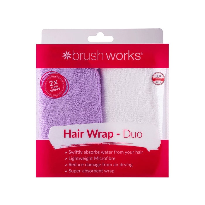 Brushworks Toallas de microfibra para cabello Hair Wrap Duo x2
