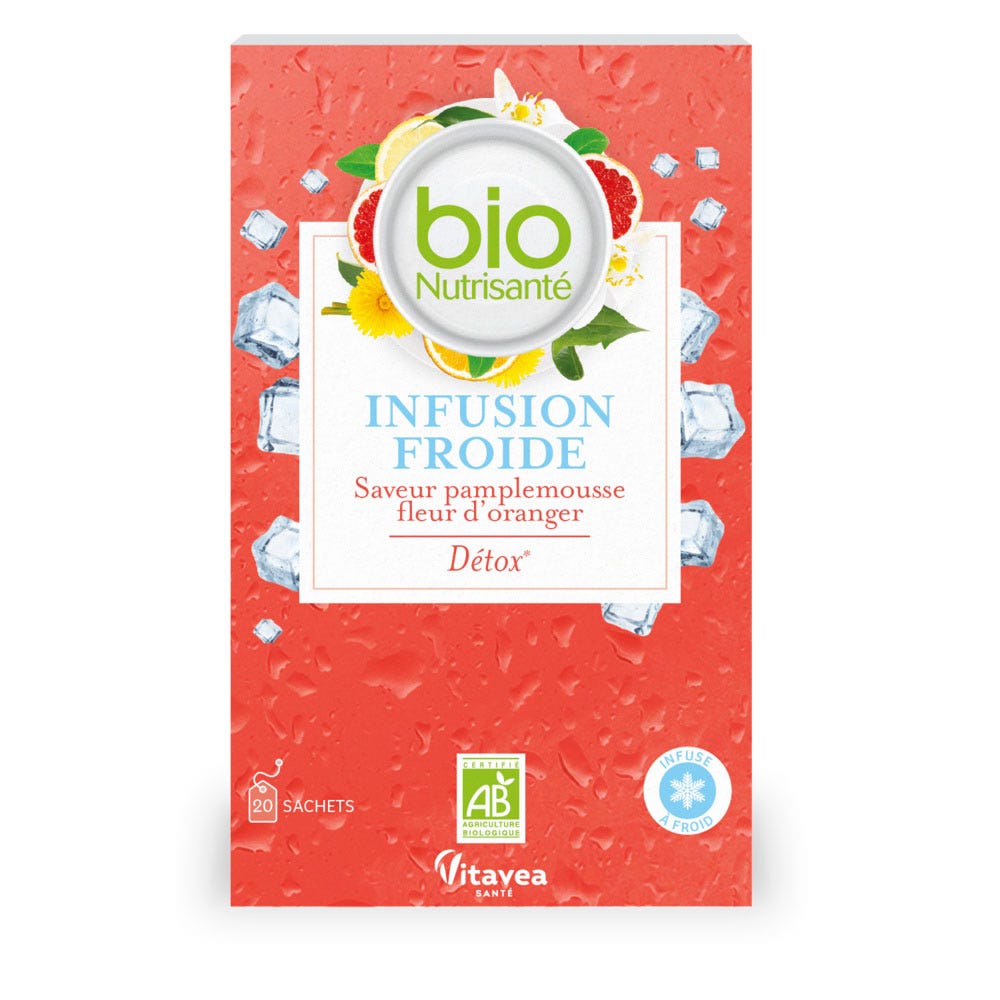 Vitavea Santé BioNutrisanté Infusion Froide Saveur Pamplemousse Fleur d'oranger Détox 20 sobres