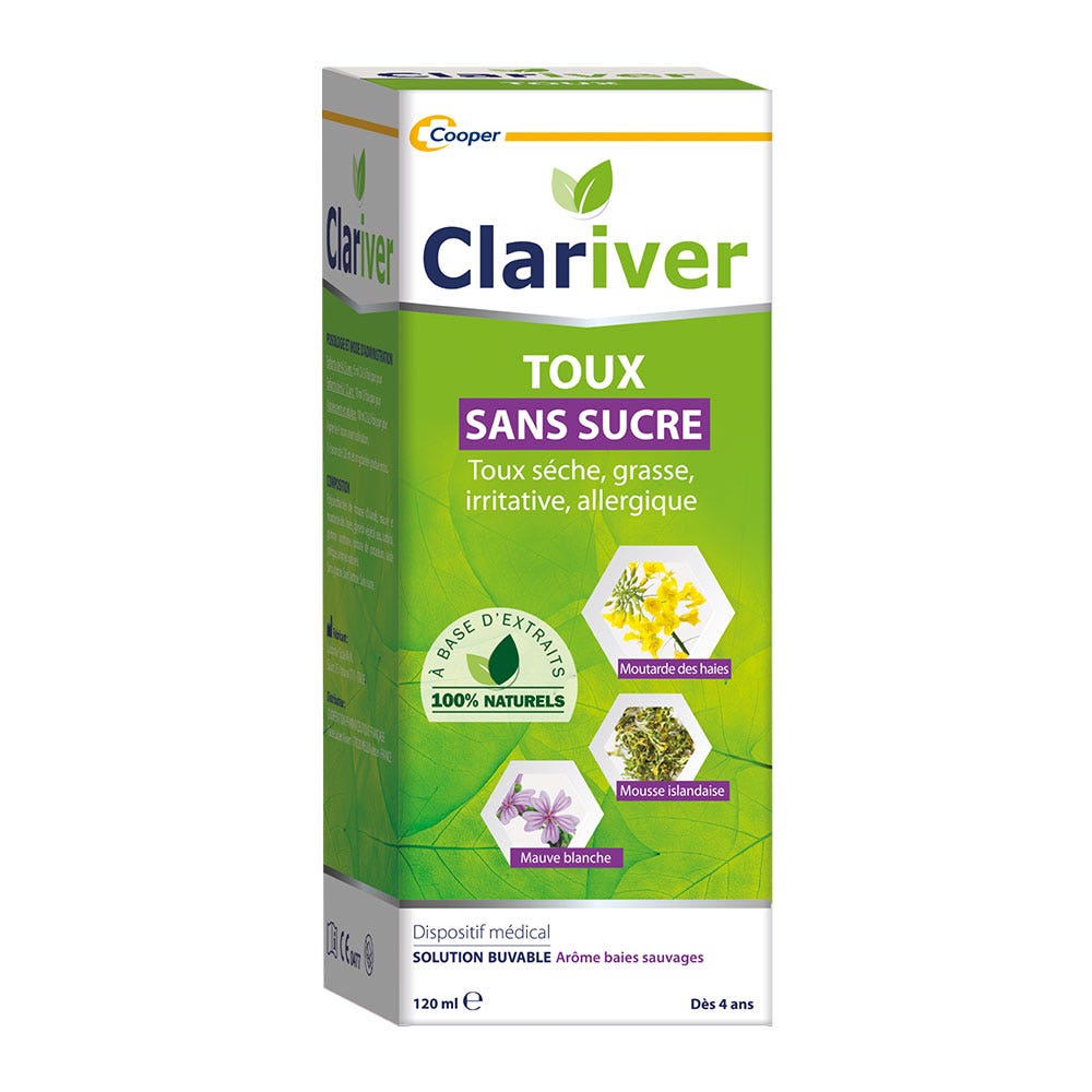 Clariver Jarabe para la tos en adultos Sans sucre 120ml