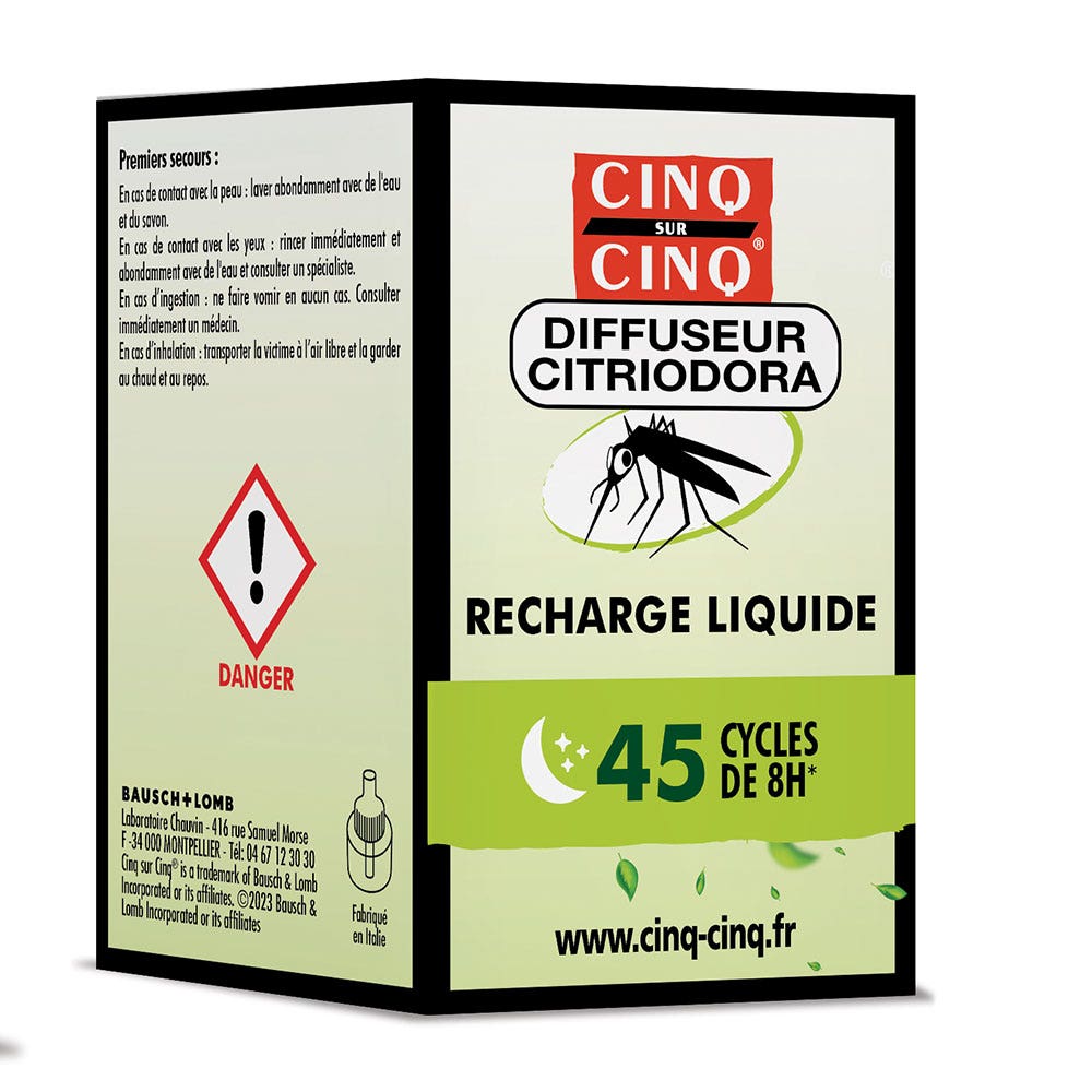Cinq Sur Cinq Citriodora Recarga líquida difusor antimosquitos 45 ciclos de 8h 24g