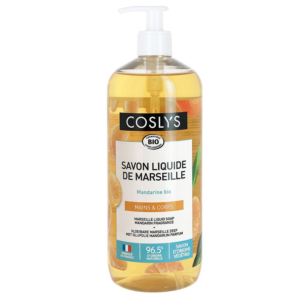 Coslys Jabón de masqulla líguido mandarina bio Manos y cuerpo 1L