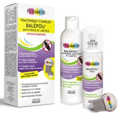Pediakid Tratamiento Completo Antipiojos y Liendres Balépou Champú 200ml + Spray repelente 100ml 300 ml