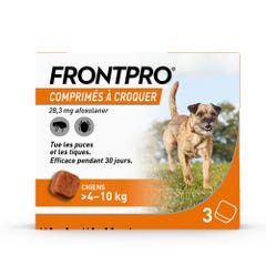 Frontline Frontpro perro mediano de control de plagas 4-10kg Pulgas y garrapatas x3 tabletas