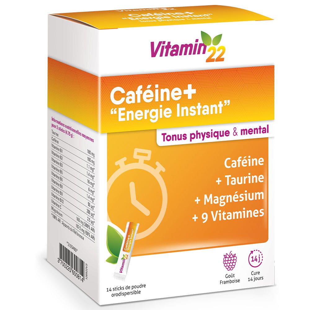 Vitamin'22 Cafeína+ Energía Instantánea 14 palos