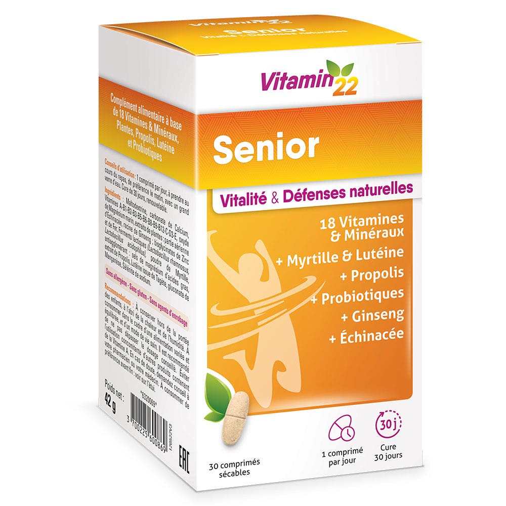 Vitamin'22 Senior Vitalidad y defensas naturales 30 comprimidos
