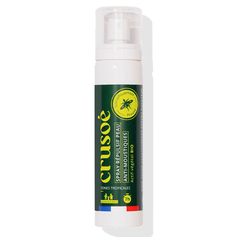 Crusoé Repelente piel antimosquitos 7h activo vegetal bio a partir de 3 años 75 ml