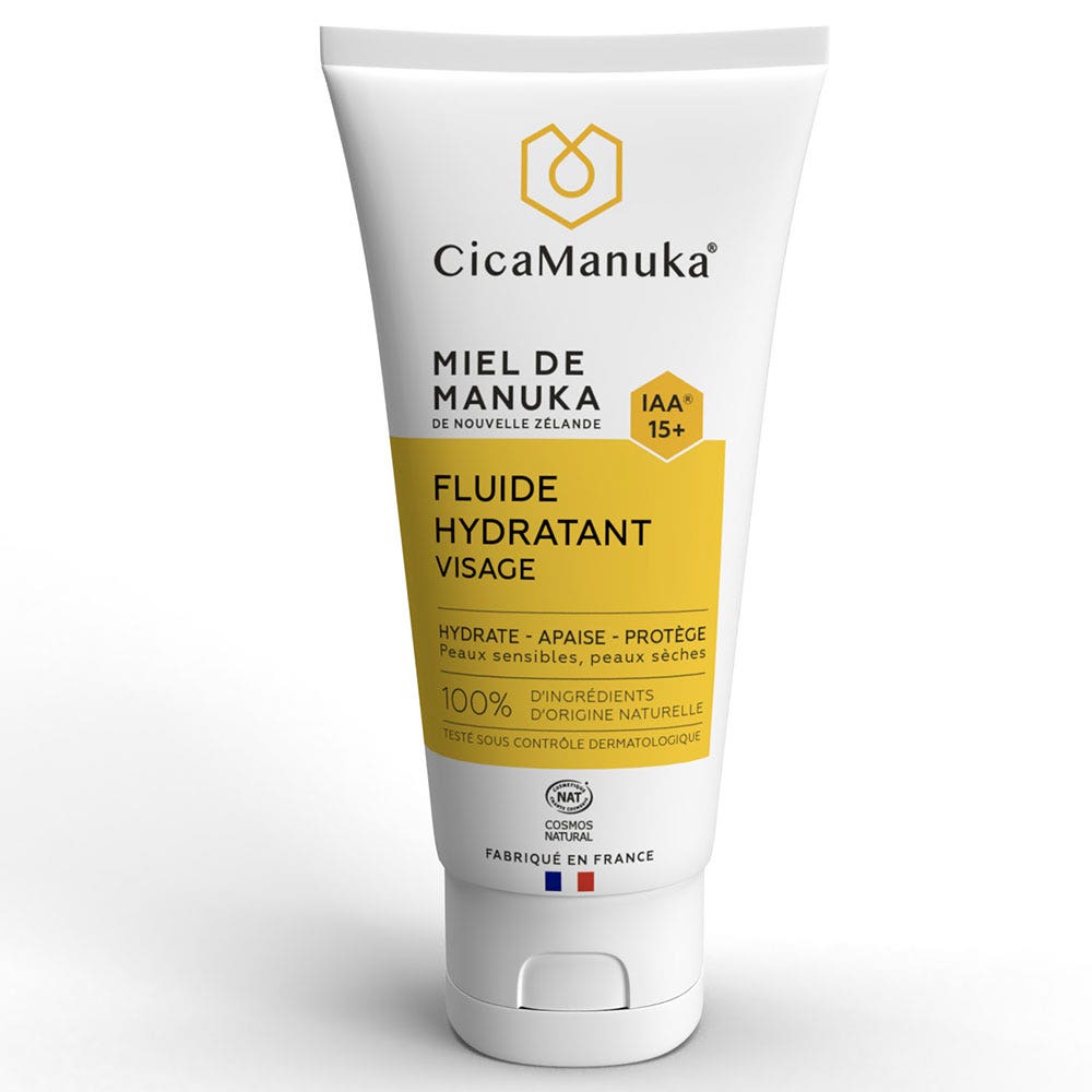 Cica Manuka Fluido de Hidratación facial Miel de Manuka IAA15+ Piel sensible y seca 50 ml