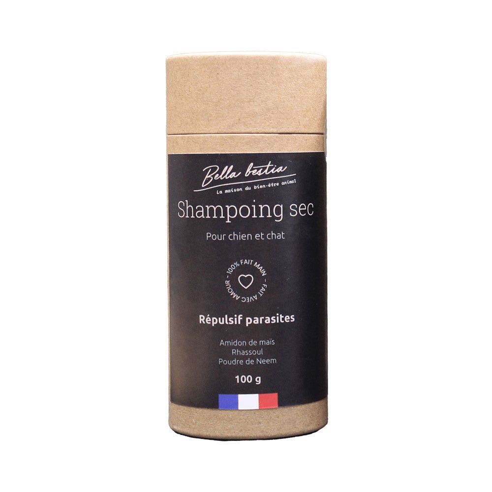Bella Bestia Champú seco de Neem antiparasitario Perros y gatos 100g