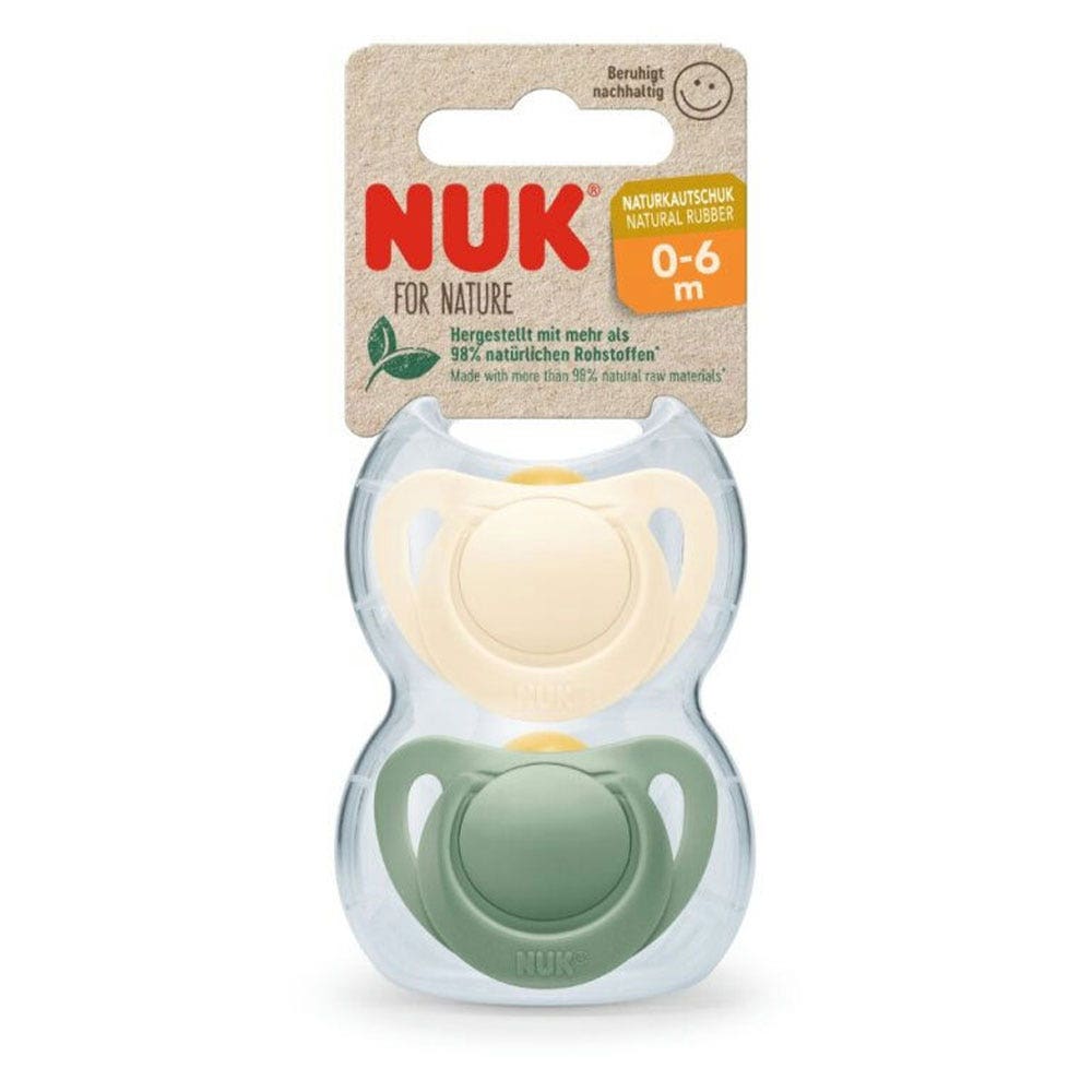 Nuk For Nature Chupete de caucho natural de 0 a 6 meses x2