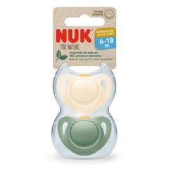 Nuk For Nature Chupete de caucho natural de 6 a 18 meses x2