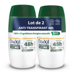 Etiaxil Antitranspirante Desodorante roll-on vegetal coco bio pieles sensibles 2x50ml