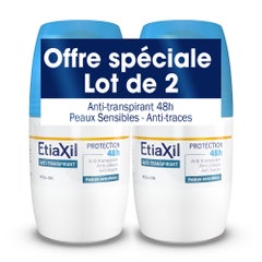 Etiaxil Antitranspirante Desodorante roll-on 48h protección transpiración moderada pieles sensibles 2x50ml