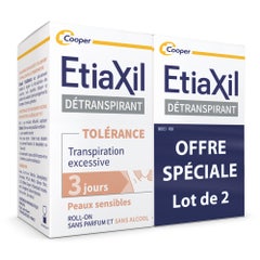 Etiaxil Detranspirante Desodorante roll-on tolerancia a la sudoración excesiva pieles sensibles 2x15ml
