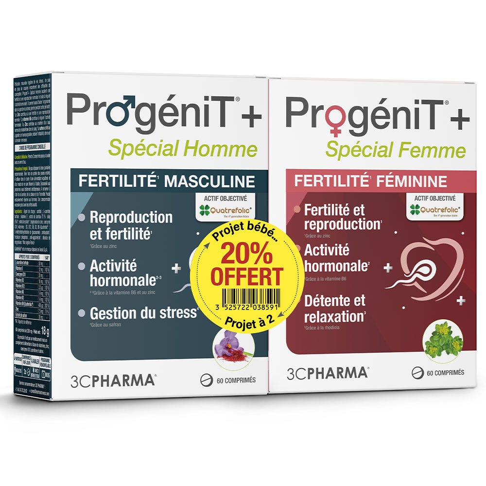 3C Pharma Dúo ProgeniT+ Hombre Mujer 120 comprimidos