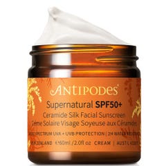 Antipodes Supernatural SPF50+ Crème Solaire Visage Soyeuse aux Céramides 60 ml