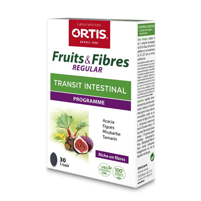 Ortis Frutas y fibras Tránsito intestinal regular 30 comprimidos