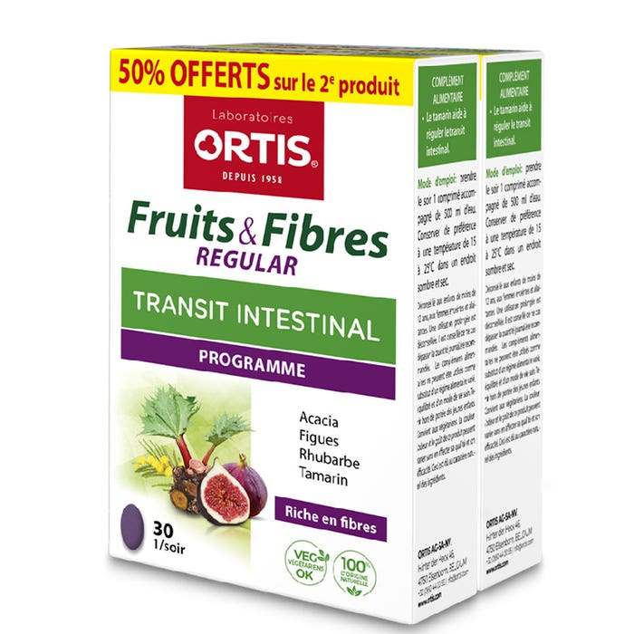 Ortis Frutas y Fibras Regular 2x30 comprimidos
