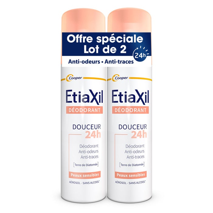 Etiaxil Desodorante Spray Suavidad sin Aluminio 48h Piel sensible 2x150 ml