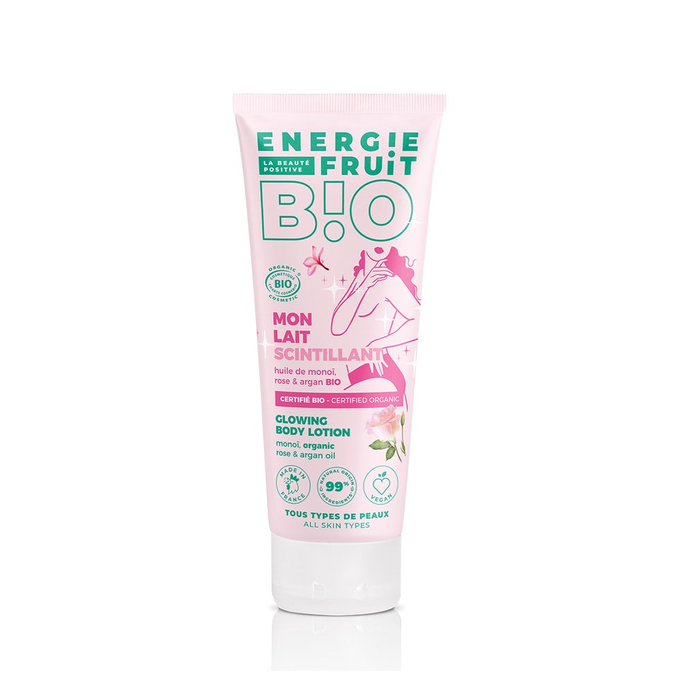 Energie Fruit Leche corporal certificada bio brillante aceite de Monoi, rosa y argán bio 200 ml
